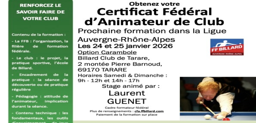 Formation au Certificat d'Animateur de Club