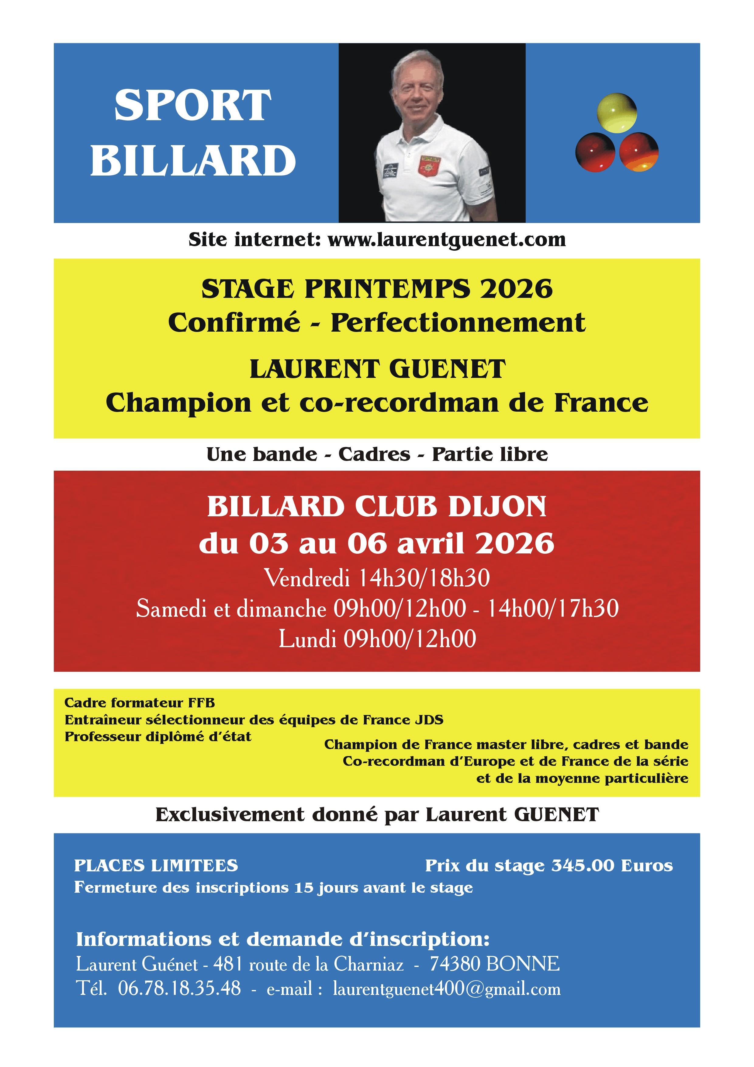 Affiche stage Dijon 2026