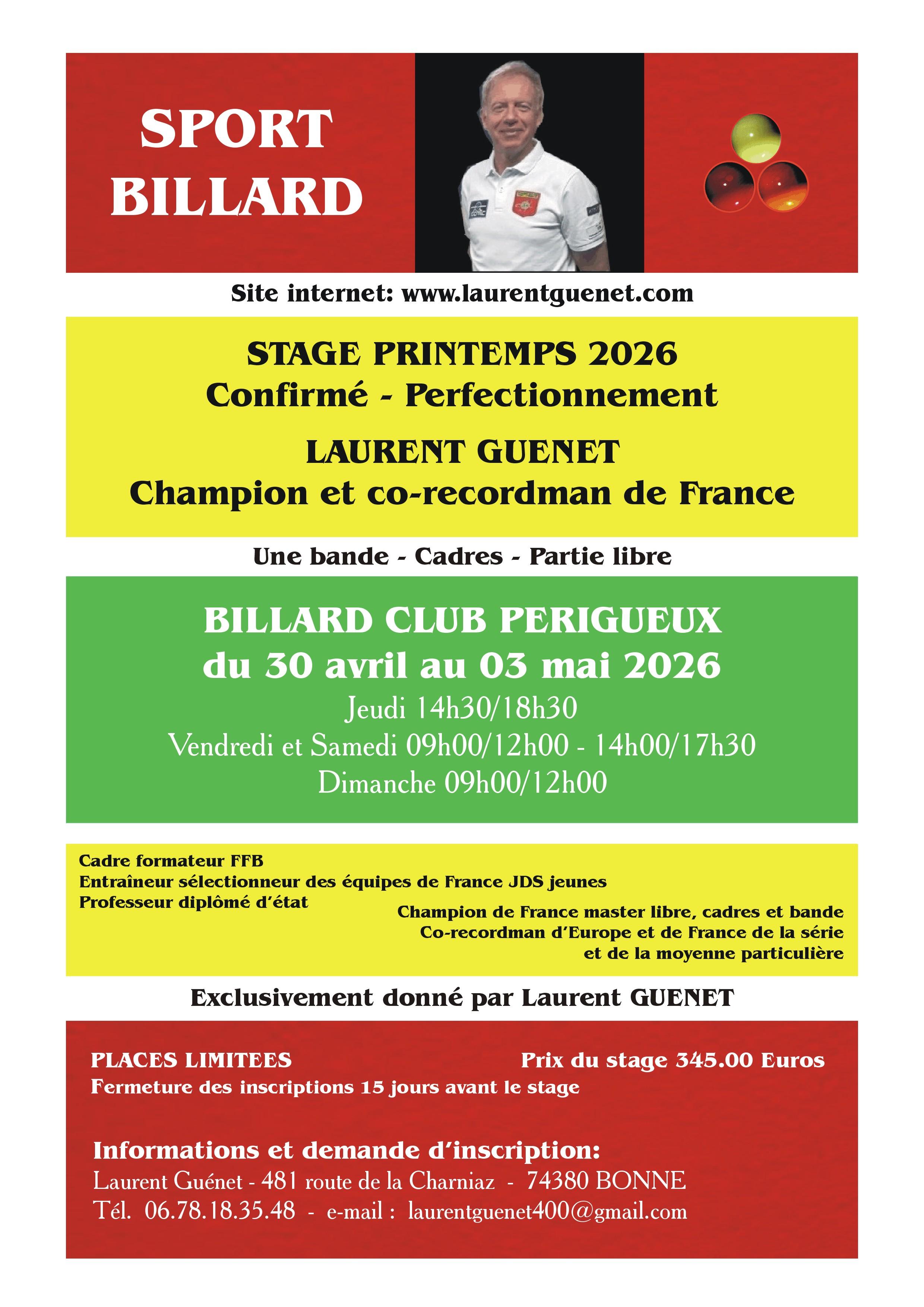Affiche stage P&eacute;rigueux 2026